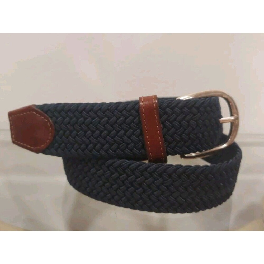Navy Stretch Belt Braided Elastic Fabric Woven Belt 32 (81) England Spoke London